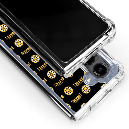 NHL Boston Bruins Pattern Galaxy Z Fold5 5G Clear Case